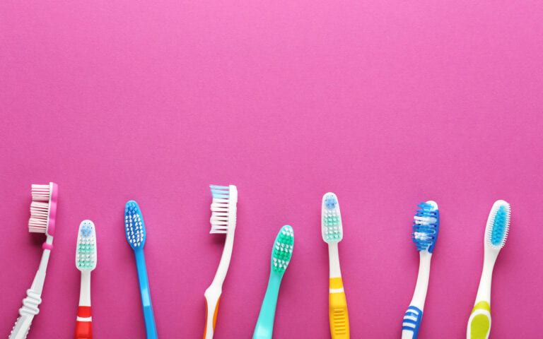 Selection of different toothbrushes